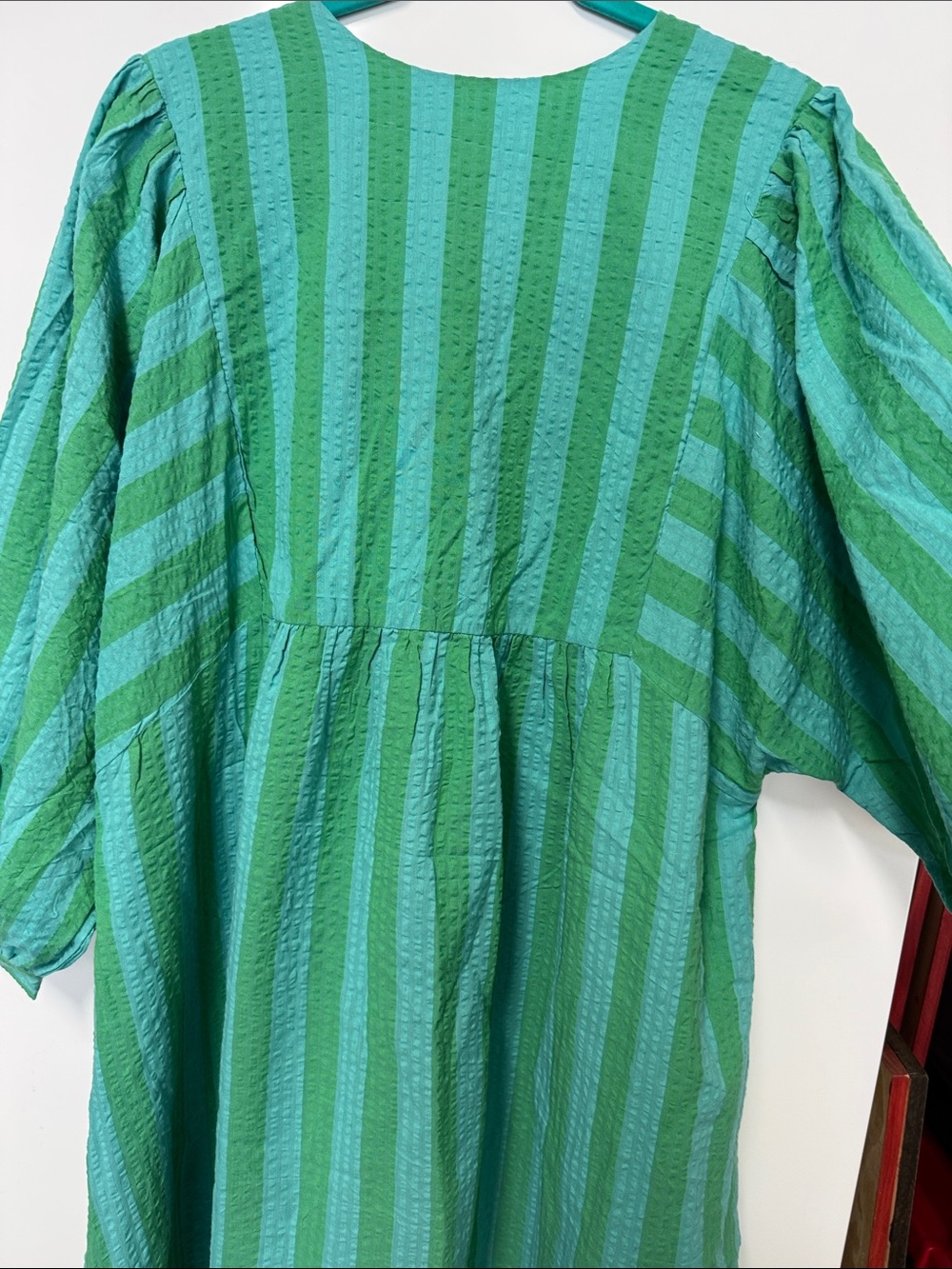 Anthropologie Teal and Green Embroidered V-Neck Tunic - Picture 6 of 11